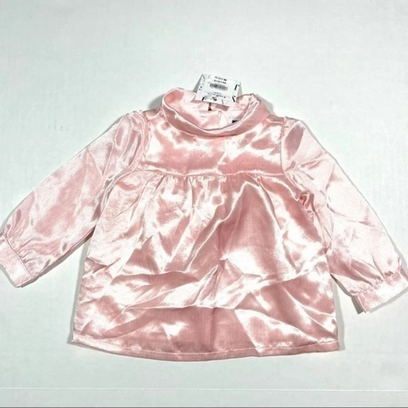 New Janie and Jack Girls Mock Neck Blouse Pink Polyester - Picture 1 of 4